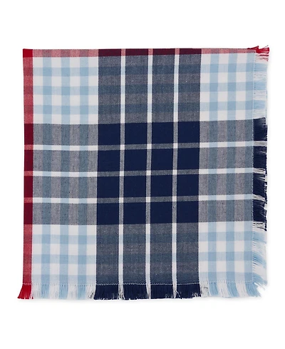 Design Imports Liberty Plaid Fringed Napkins, Set of 4
