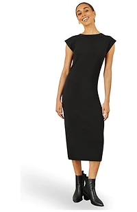 Yumi Women's Knitted Ruched Midi Dress