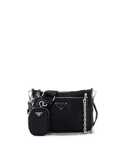 Pre-Owned Prada Small Double Pouch Convertible Crossbody Bag Tessuto