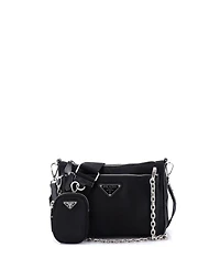 Pre-Owned Prada Small Double Pouch Convertible Crossbody Bag Tessuto