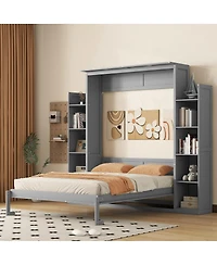 Streamdale Furniture Murphy Bed With Shelves and Led Lights