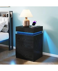 Streamdale Furniture 3-Drawer Nightstand Charging and Led