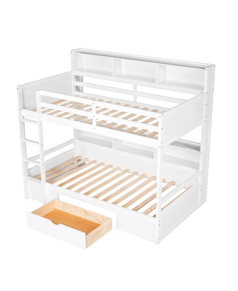 Streamdale Furniture Bunk Bed With Shelves and Storage Drawer