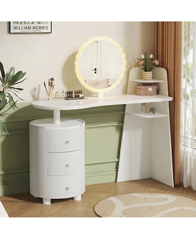 Streamdale Furniture Led Vanity 3-Color Mirror and 3-Tier Storage
