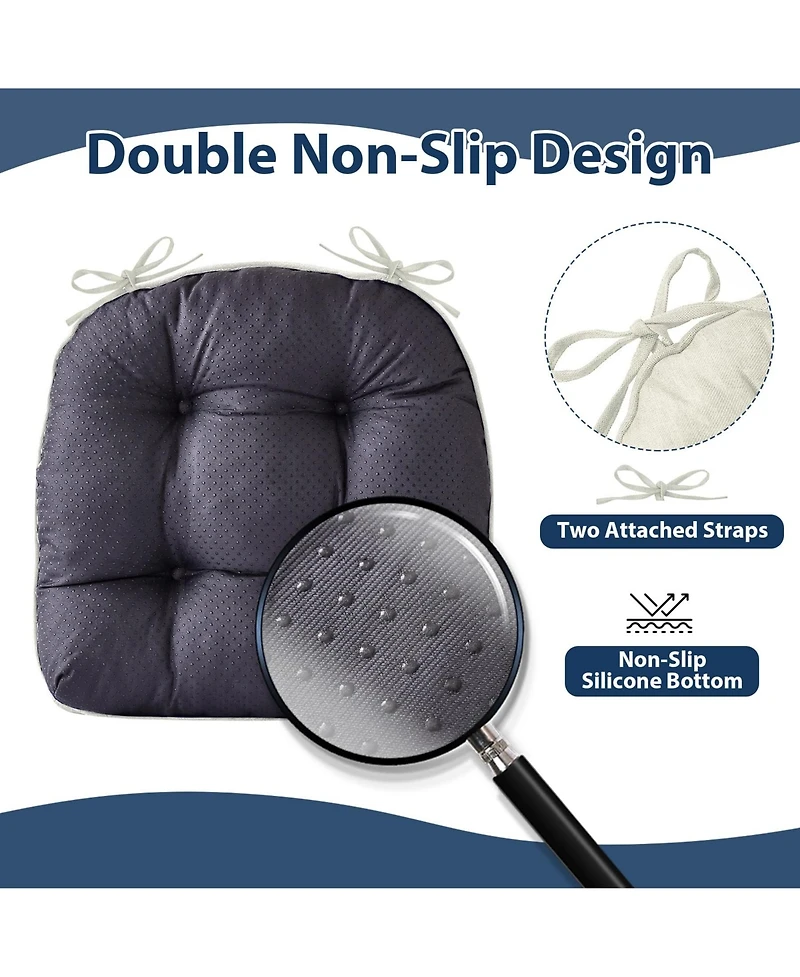Gnuadz 4-pack Chair Cushions Dining Kitchen Indoor Ties Tufted Foam Non Slip