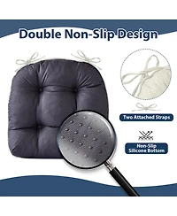 Gnuadz 4-pack Chair Cushions Dining Kitchen Indoor Ties Tufted Foam Non Slip