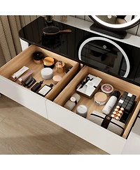Streamdale Furniture Modern Vanity Glass Top, Storage, Mirror, 100cm