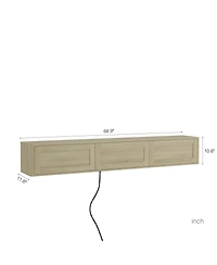 Streamdale Furniture Floating Led Tv Stand with Power Outlet