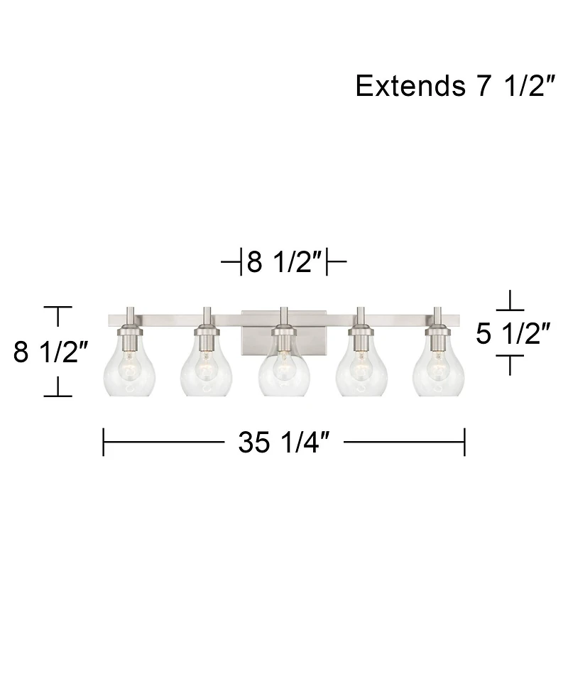 Possini Euro Design Possini Euro Danvers 35 1/4"Wide Brushed Nickel 5-Light Bath Light