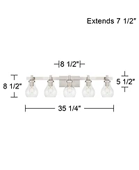 Possini Euro Design Possini Euro Danvers 35 1/4"Wide Brushed Nickel 5-Light Bath Light