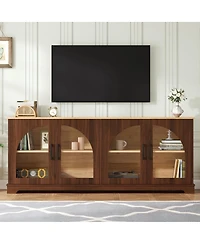 Streamdale Furniture Farmhouse Tv Stand Glass Doors