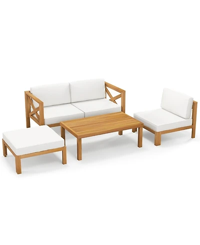 Slickblue 5 Piece Outdoor Conversation Set with Chairs Ottoman & Table