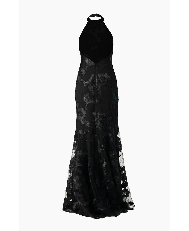 Ivonne Women's Halter Floral Lace Mermaid Gown