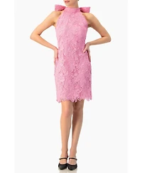 Ivonne Women's Lace Halter Bow Mini Dress