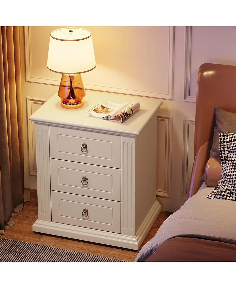 Tribesigns 3-Drawer Nightstand, Modern Bedside Table with Storage Drawers, Wood Night Stand Side End Table
