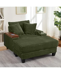 Streamdale Furniture Corduroy Sofa Bed with Ottoman, Bluetooth, Usb