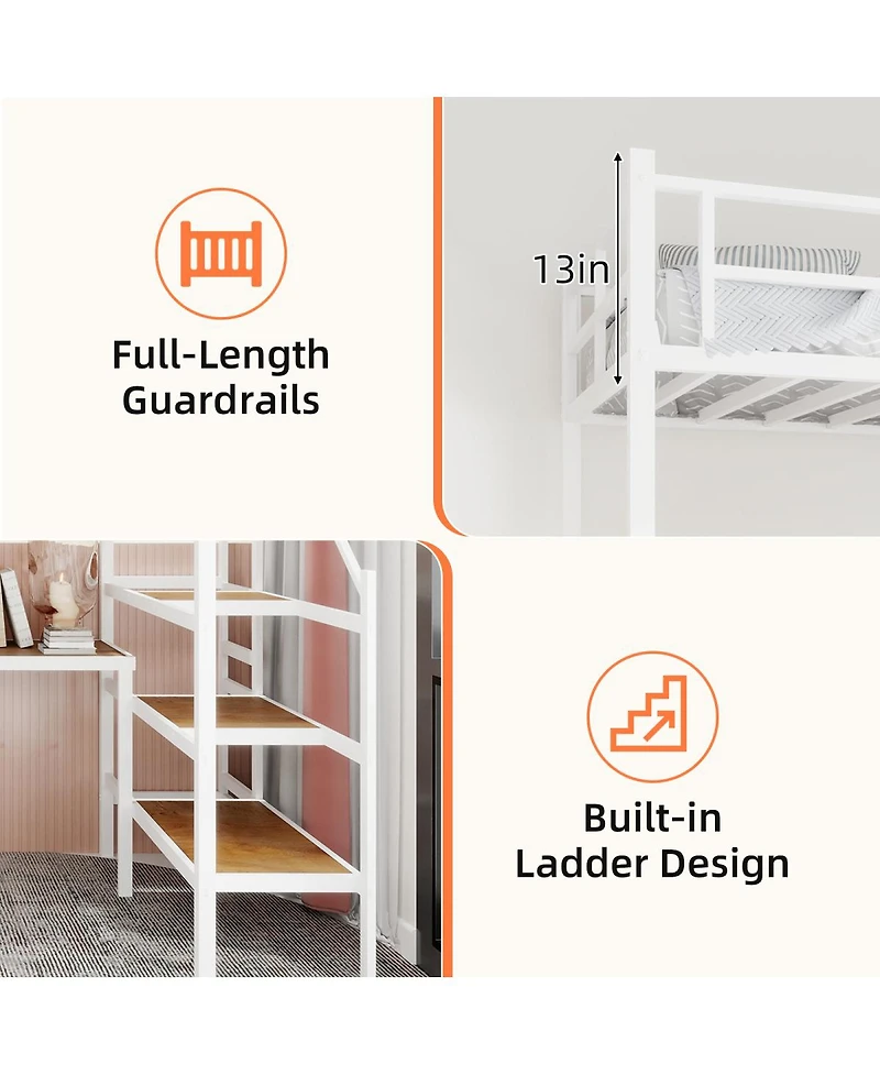 Streamdale Furniture Loft Bed Stairs, Desk and Storage