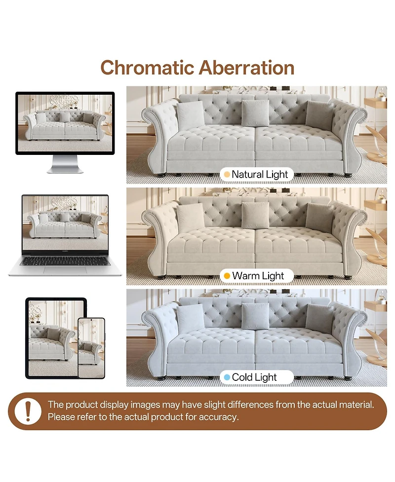 Streamdale Furniture Oversized Chesterfield Velvet Pull Out Sofa Bed