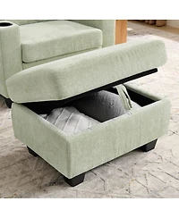 Streamdale Furniture Cyan Recliner Sofa w/Usb, Stand and Storage Ottoman