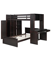 Streamdale Furniture Twin Loft Bed With Desk, Shelves, Wardrobe