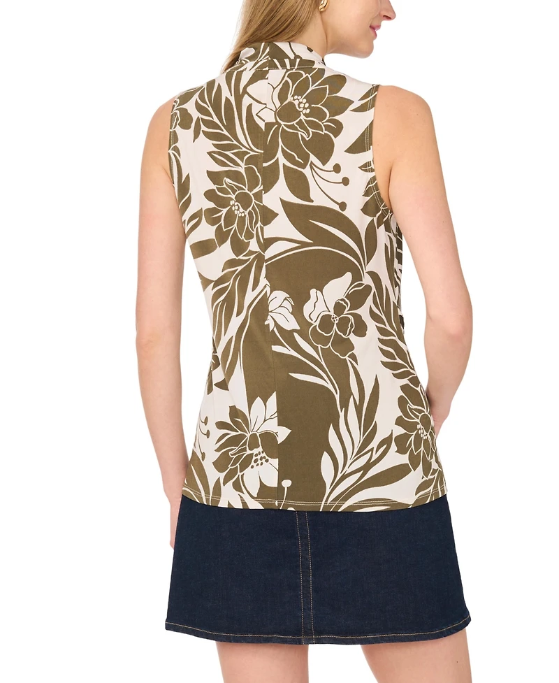 Vince Camuto Women's Printed Front Cross Over Wrap Tank Top