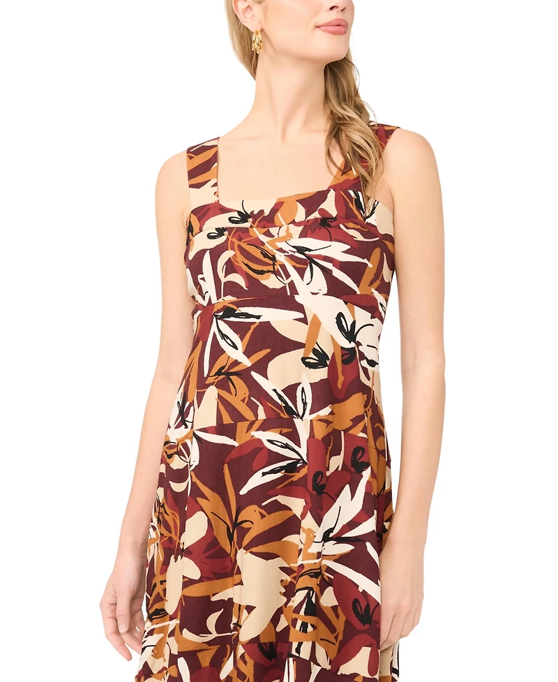 Vince Camuto Women's Printed Square Neck Maxi Dress