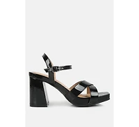 London Rag Womens Baxter Criss Cross Block Sandals