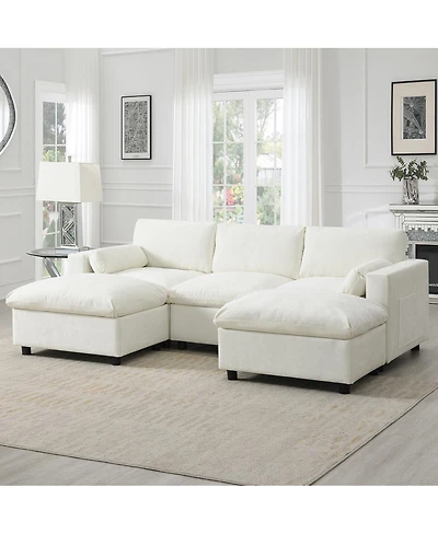 Streamdale Furniture U-Shaped Sectional Sofa with Storage, 2 Ottomans, 5-Seat Cloud Sofa