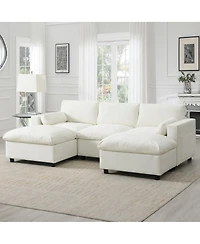 Streamdale Furniture U-Shaped Sectional Sofa with Storage, 2 Ottomans, 5-Seat Cloud Sofa