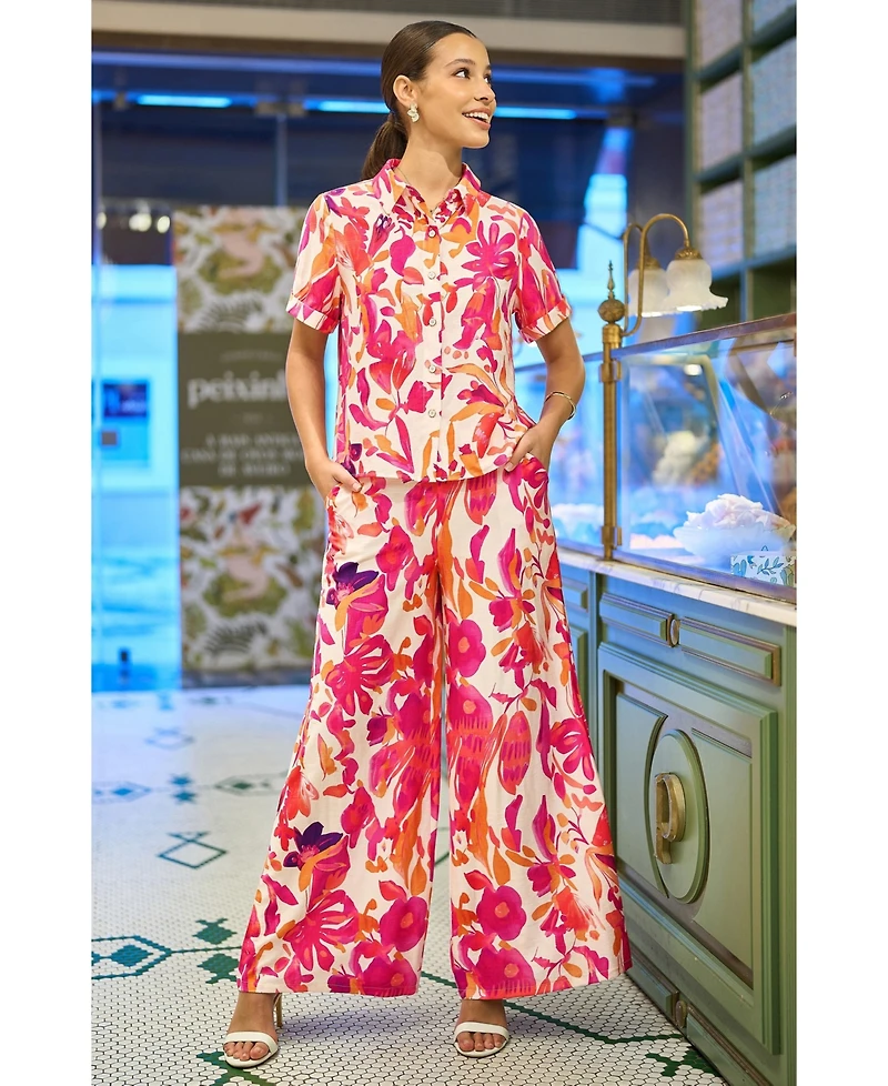 Yumi Women's Abstract Floral Shirt