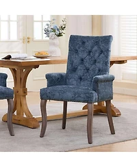 Streamdale Furniture Tufted Chenille Accent Dining Chair, Curved Wood Legs