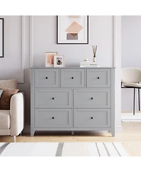 homfan 7-Drawer Farmhouse Dresser, Tall Wood Storage Chest with Deep Drawers and Metal Handles for Multi-Room Use