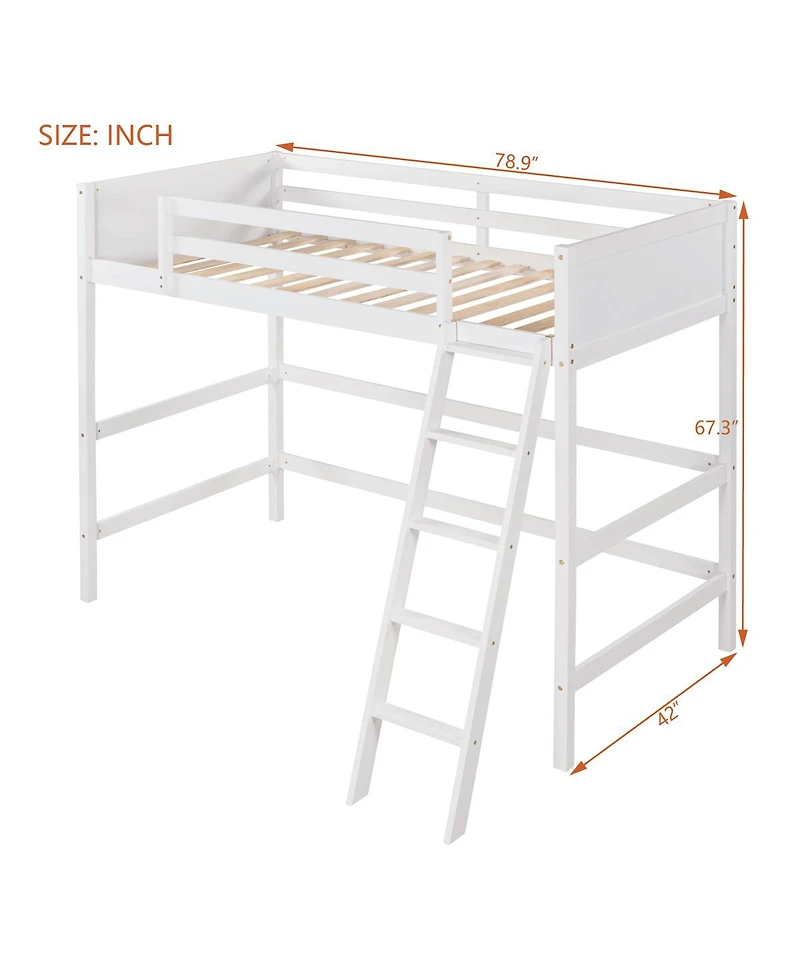 Streamdale Furniture Solid Wood Loft Bed with Ladder