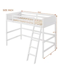 Streamdale Furniture Solid Wood Loft Bed with Ladder