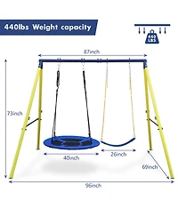 Streamdale Furniture Boys Indoor/Outdoor Metal Swing Set with Safety Belt for Backyard