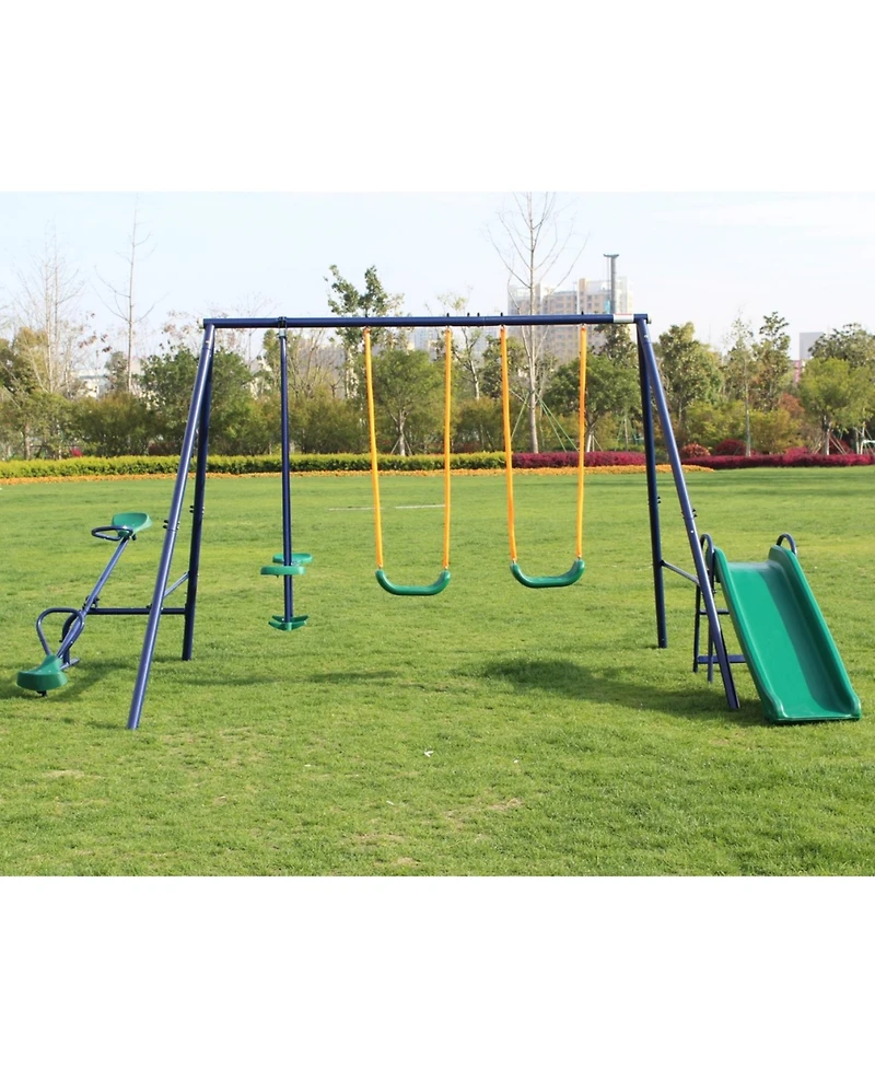 Streamdale Furniture Boys Metal Swing Set with Slide