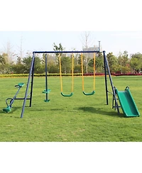 Streamdale Furniture Boys Metal Swing Set with Slide