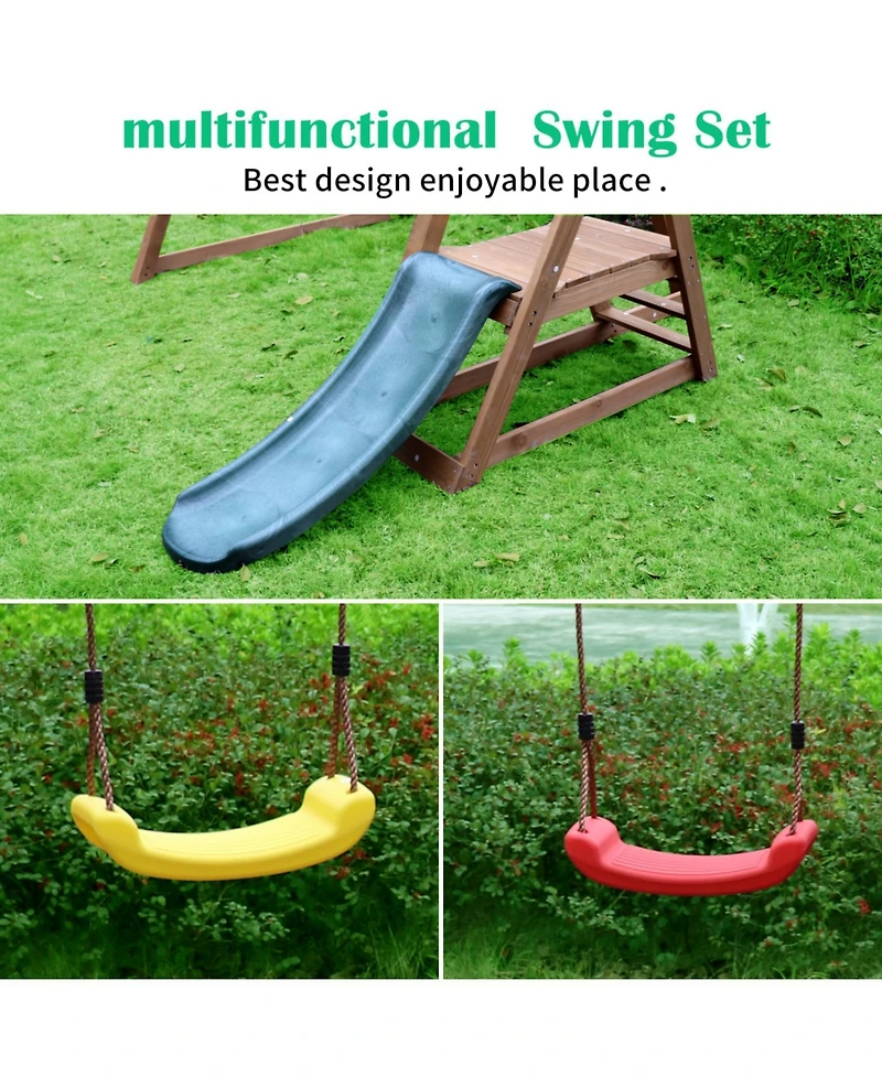 Streamdale Furniture Boys Backyard Swing Set with Slide and Ladder