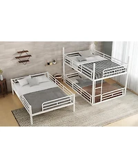 Streamdale Furniture Metal Triple Bunk Bed with Guardrails