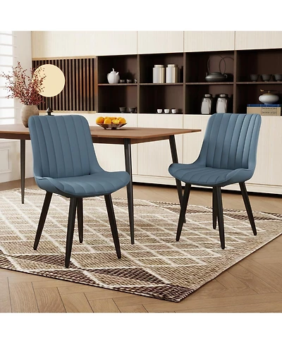 Streamdale Furniture Modern Pu Leather Dining Chairs (Set of 2)