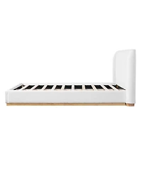 Streamdale Furniture Modern Boucle Winged Bed Frame with Enclosed Wood Base