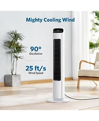 Antarctic Star Oscillating Tower Fan, 5 Speeds with Remote and Led Temperature Display