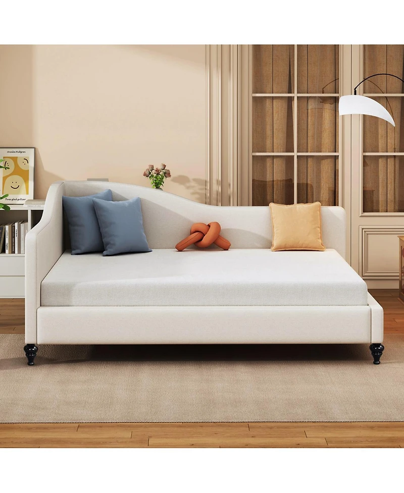 Streamdale Furniture Linen L-Shaped Daybed with Wood Legs