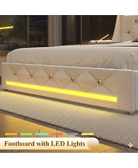Streamdale Furniture Upholstered Bed Led, Drawers, Charging, No Box Spring