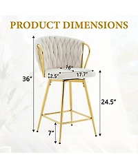 Streamdale Furniture Velvet Braided Bar Stools Set of 2