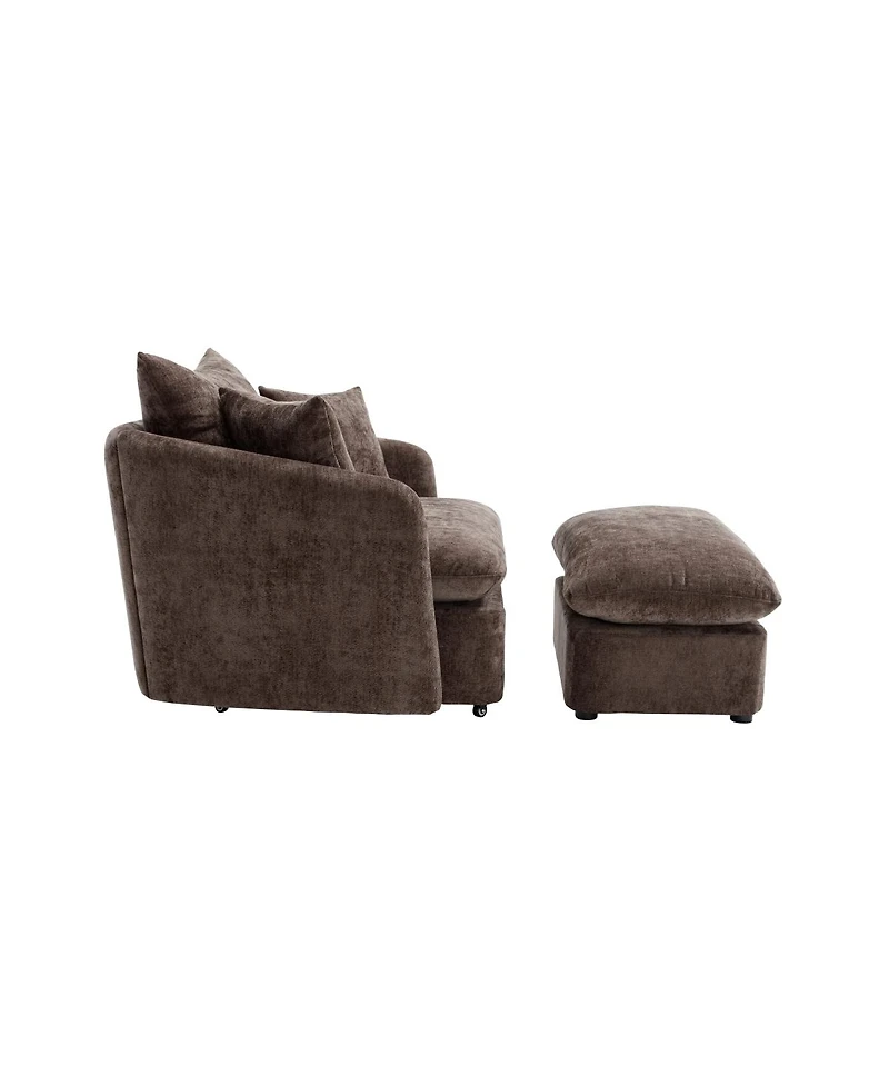 Streamdale Furniture Oversized Swivel Accent Chair with Ottoman and 3 Pillows.