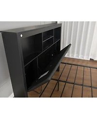 Streamdale Furniture Queen Bed Frame With Storage Headboard, Led, Charging, 4 Drawers