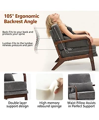 Streamdale Furniture Comfy Upholstered Accent Chair with Wood Arms.