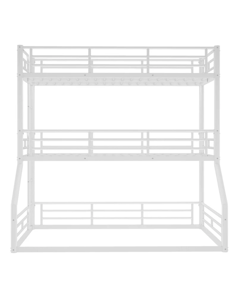 Streamdale Furniture Metal Triple Bunk Bed with Guardrails