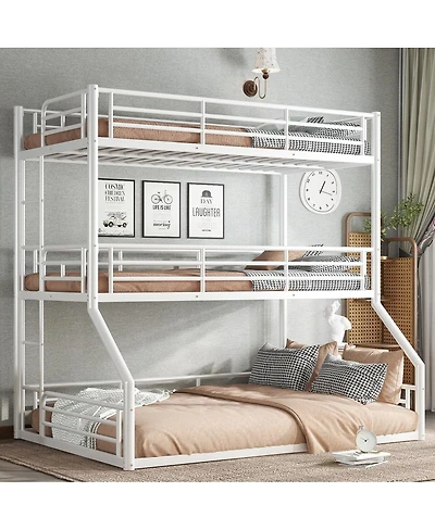 Streamdale Furniture Metal Triple Bunk Bed with Guardrails
